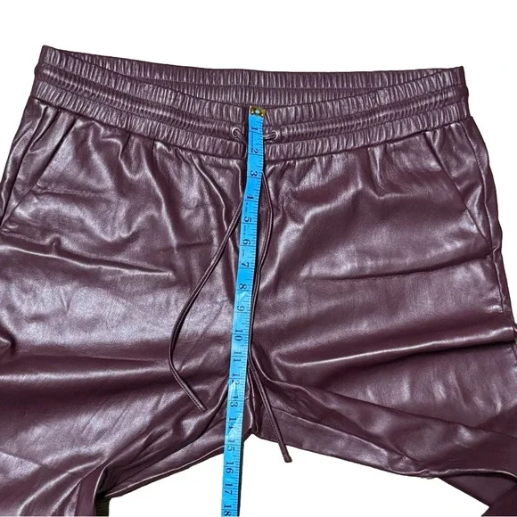 Loft Pull On Slim Pants Faux Leather Burgundy Drawstring Women’s Slacks Size XXL - Picture 9 of 13